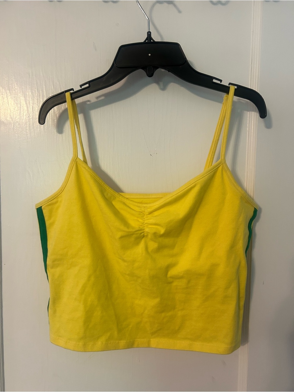Urban Outfitters Yellow Spaghetti Strap Crop Top with Green Side Panels